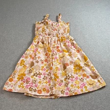 Altar'D State Dress Woman L Yellow Daisy Flower Power Ruched Hippie Cottage Boho