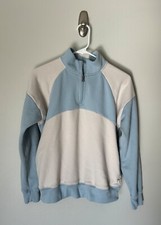 Abercrombie Kids Half Zip Sweatshirt - Size 15/16 - Light Blue and Light Gray