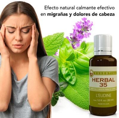 #ad LEUDINE Herbal 35 Oil. Aceite para el alivio inmediato de la migraña y el estrés $27.99