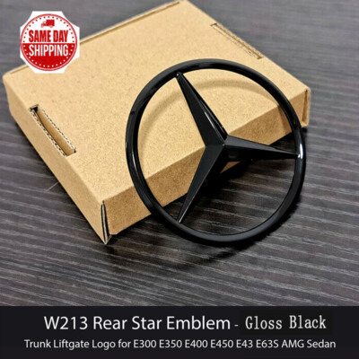 Trunk Star Emblem GLOSS BLACK Rear Lid Badge For Mercedes W213 Sedan Wagon