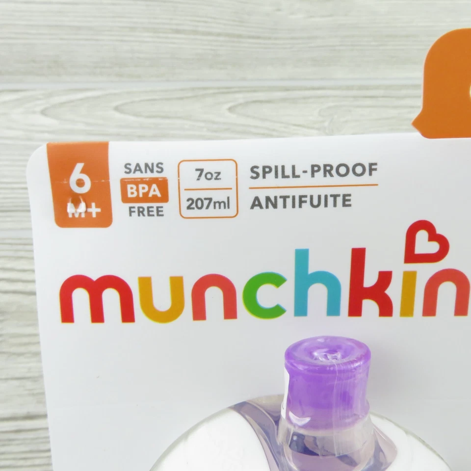 MUNCHKIN - Bloqueo de clic - 7 oz a prueba de mordeduras, taza para sorber con caño suave - rosa/púrpura, 2 piezas Foto 2 de 4