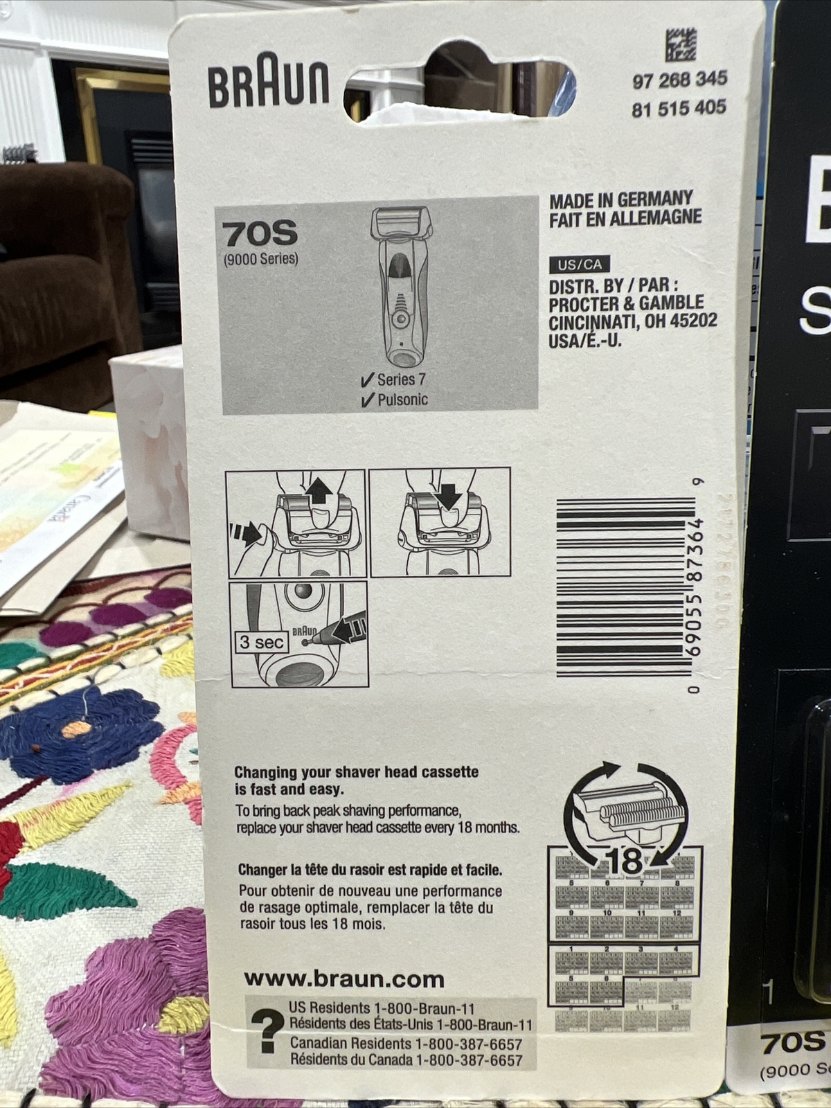 Braun Series 7 70S Electric Shaver Foil and Cutter Replacement Head sealed pack