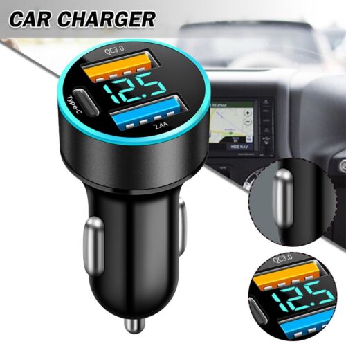 3USB Car Charger Fast Charging Type-C QC3.0 Quick Charge Phone Charger - Picture 1 of 8