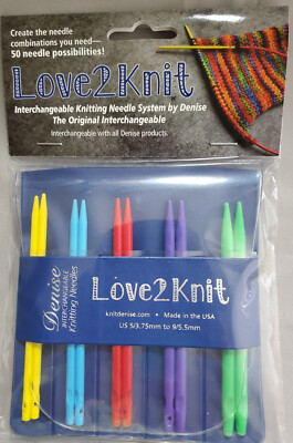 Denise Love2Knit US 5 - US 9 Bright Interchangeable Knitting Needle Kit + Bonus