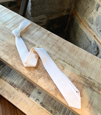Neil Barrett Ivory Tuxedo Pleats Slim Tie