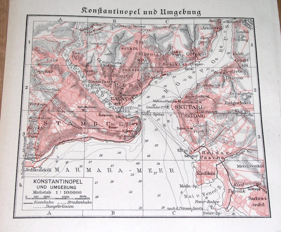 1937 年原版老式/复古伊斯坦布尔Constantinople and Vicinity土耳其希腊地图 — 第 2/4 张图片