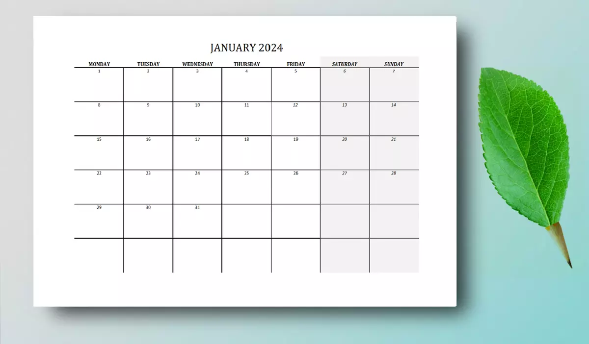 2024 Calendar Printable Landscape, Monthly Calendar Planner