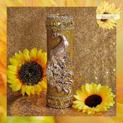 Oshun Candle Velas Yoruba Spiritual Santeria Altar Orisha Peacock IFA Ochun