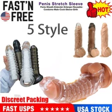 Bigger Male Cock-Girth-Enlarger-Enhancer-Penis-Extension-Extender-Sheath-Sleeve