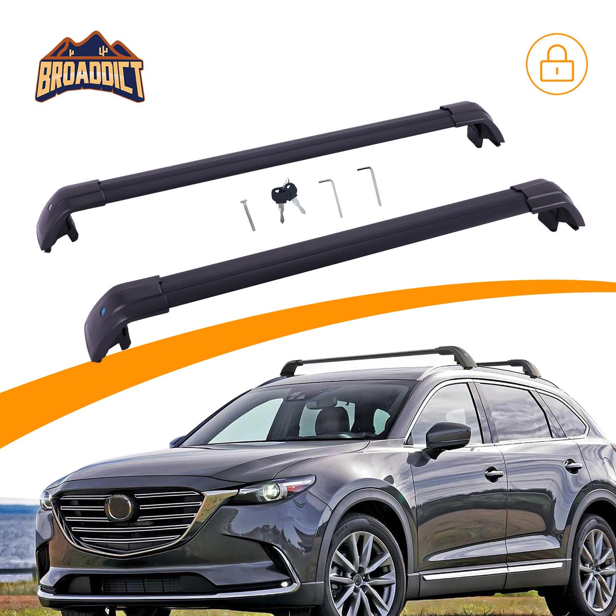 165lb Cross Bars Roof Racks for Mazda CX9 CX-9 2016-2023 Anti 165lb Cross Bars Roof Racks for Mazda CX9 CX-9 2016-2023 Anti