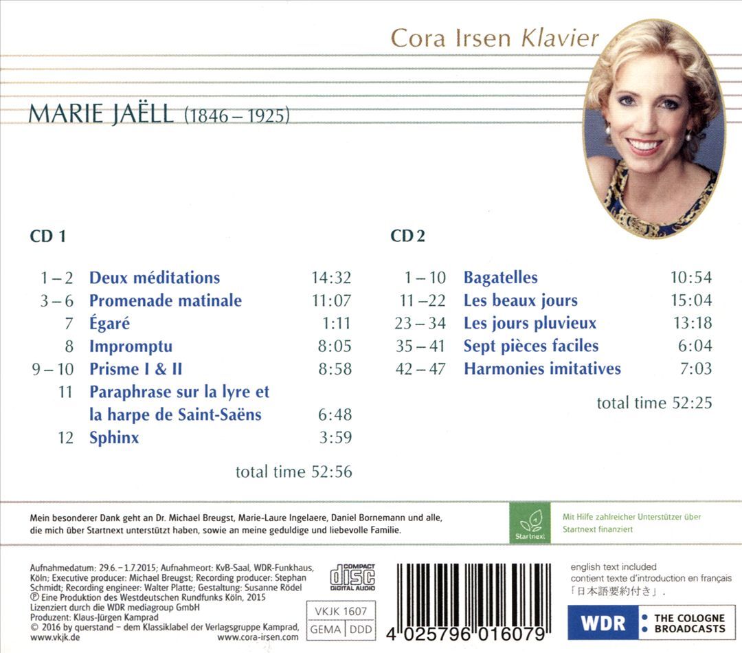 Cora Irsen Marie Jaëll Complete Piano Works Vol 3 New CD