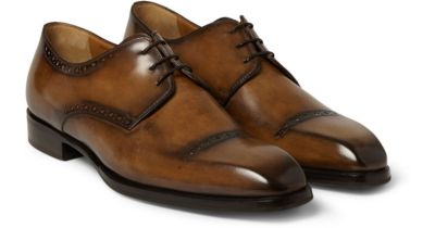 Handmade men brown shaded shoes, men brogue style leather shoe, men dress shoes
