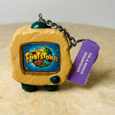 NOS Rare Vintage The Flintstones Toy Squirt Ball Pencil Sharpener Keychain