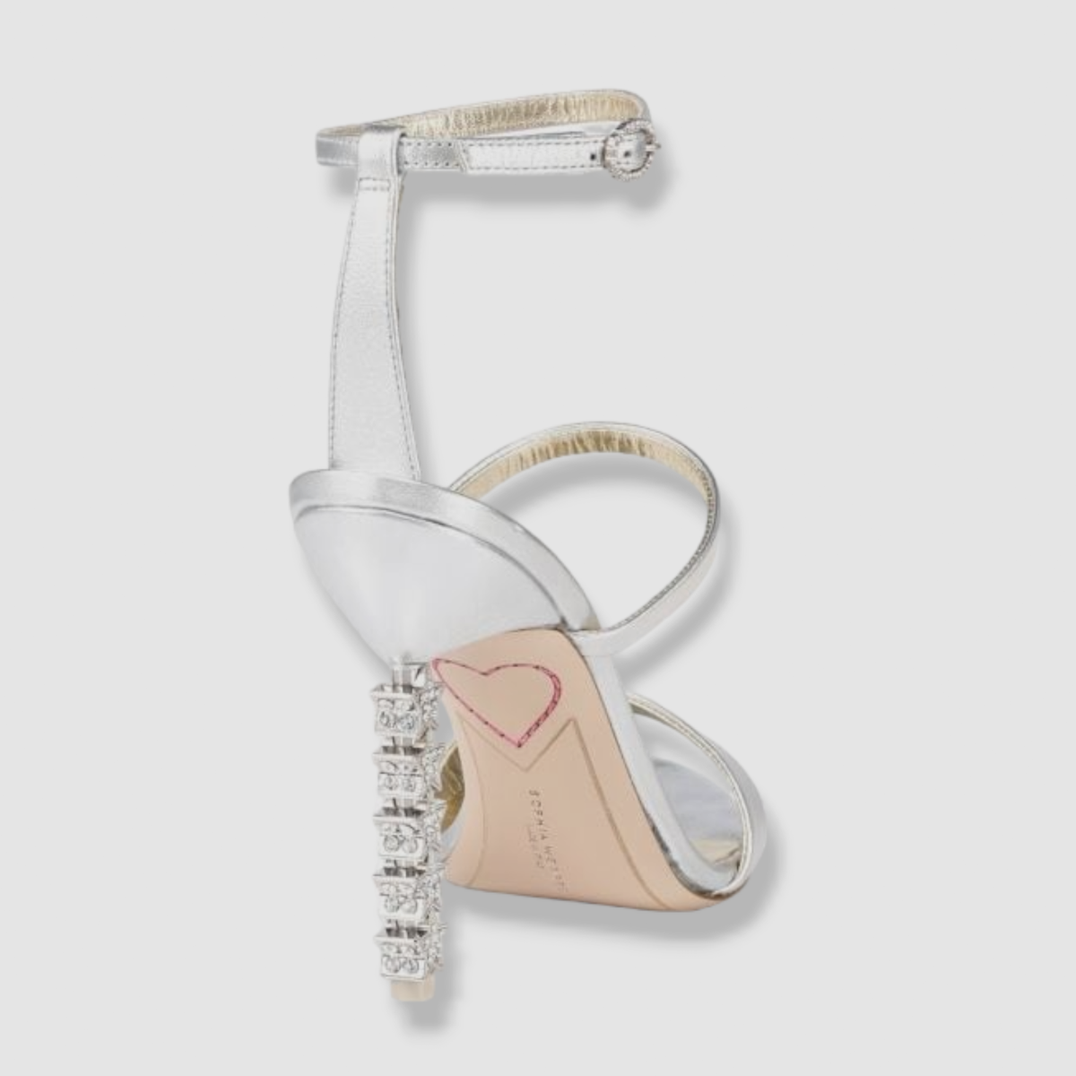 Sandales à Talons Sophia Webster Rosalind - Pointure 36.5 (US 6.5), Gris Satin Avec Cristal, Neuves Avec Boîte