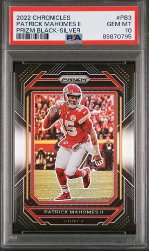 Patrick Mahomes 2022 Chronicles Prizm Black Silver Prizm #PB-3 PSA 10