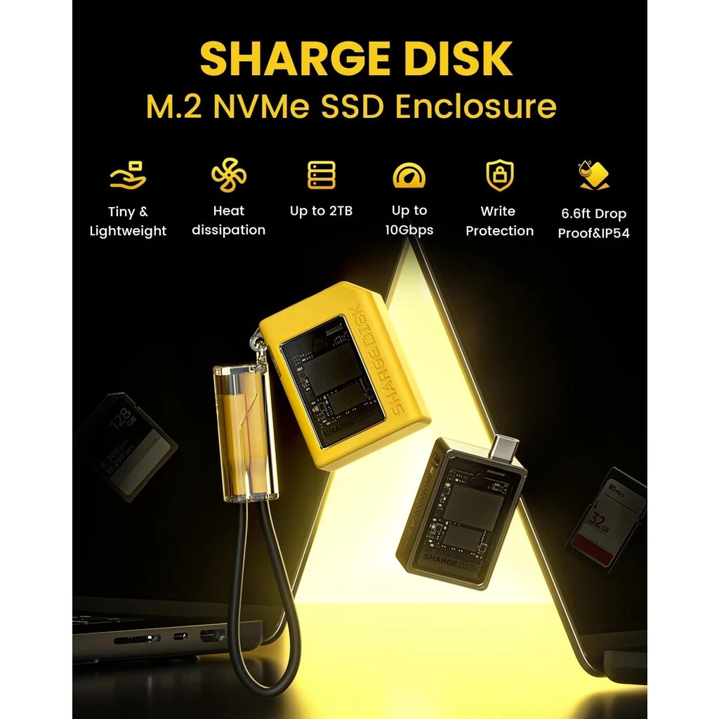 SHARGE Disk NVMe SSD Enclosure WIth Cooling System 10 Gbps USB