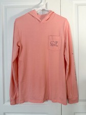 Vineyard Vines Shirt Mens Coral Hooded Long Sleeve Hoodie Lightweight T - SMALL