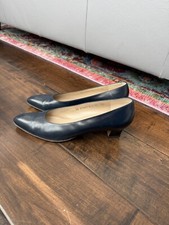 Vintage Salvatore Ferragamo Navy Blue Pumps Heel Shoes 10