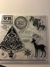 CTMH Stamps D1613 Best Christmas- tree, deer, Peace  Joy, Warm Wishes to you...