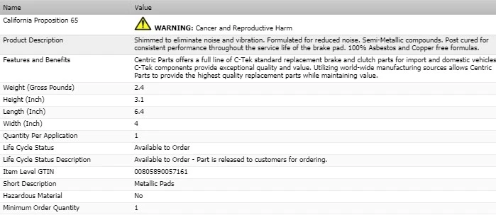 JUEGO PASTILLAS FRENO CÉNTRICAS DELANTERAS IZQUIERDA Y DERECHA GMC G3500 1979-1995 Foto 4 de 4
