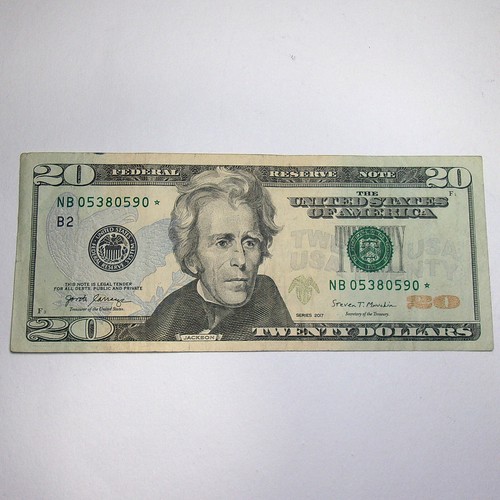 Star Note $20.00 NB Banknote with a really Low back plate Number of 2 ...