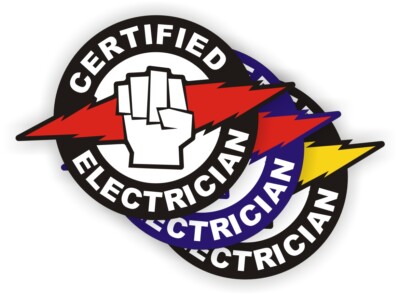 (3) Certified Electrician 2'' Vinyl Hard Hat Stickers Decals [NO TRACKING]