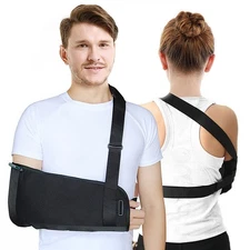Arm Sling Shoulder Immobilizer S w/ Back Belt for Left Right Elbow Wrist Injury
