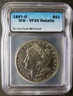 1897 O $1 Morgan Silver Dollar ICG VF20 Details Scratched & Whizzed