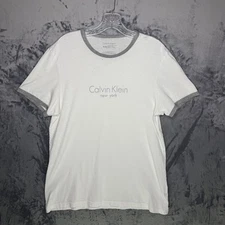 Calvin Klein Classic Fit T-Shirt - Medium Size - White with Gray Trimmings