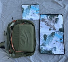 L.L.Bean Diaper Bag Backpack Nylon Padded Olive Green With Multiple Compartments