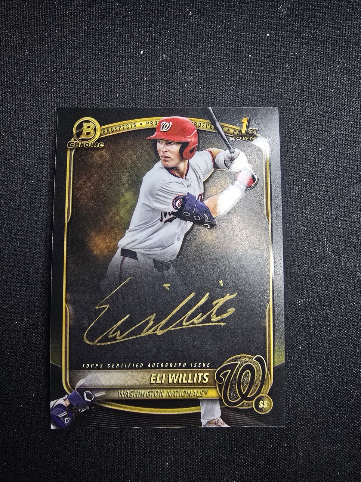 2025 Bowman Draft Chrome Eli Willits 1st Gold Ink Auto /15 Nationals