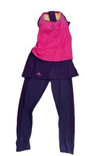 Adidas Climalite Women S Tennis Outfit 3PC Set Top Skirt Leggings Maroon/Red EUC