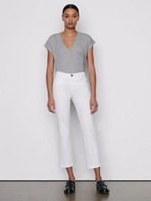 FRAME Le High Cropped High Rise Slim Straight Jeans in Blanc Size 27