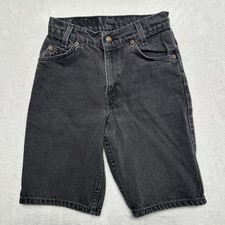 Vintage Levi's 550 Boys Jean Shorts Black Orange Tab Youth Sz 11 Relaxed 90s USA