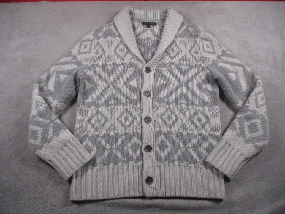 Suéter Banana Republic Para Hombres Grande Gris Cuello Chal Cárdigan Mezcla Lana Merino Foto 2 de 4