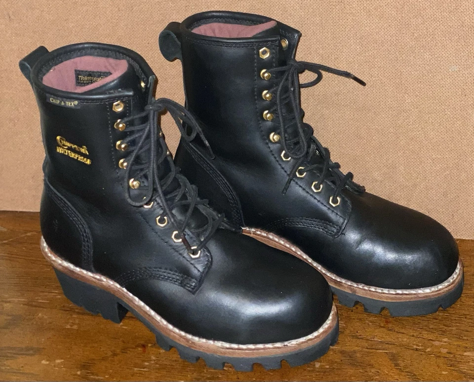 Botas Chippewa Tinsley 8” tamanho 8M femininas de couro preto biqueira de aço Logger L73050 - Imagem 3 de 4