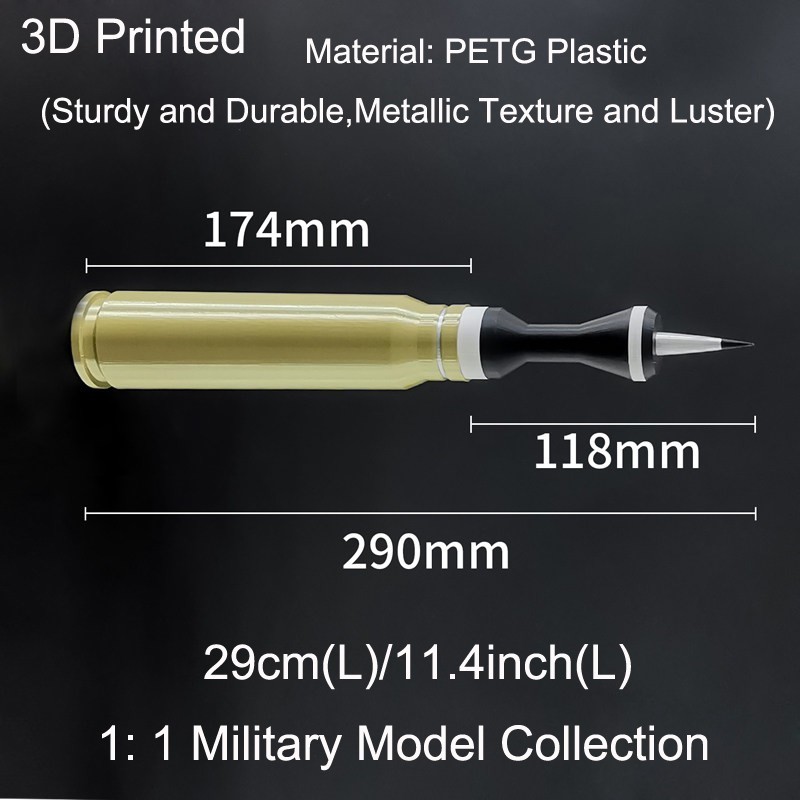 Modello Militare 3D Stampato 1:1 29cm Proiettile 30mm APFS-DS per M2/M3 Bradley foto 2