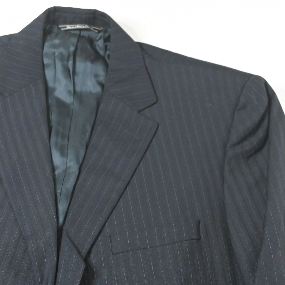 Jack Victor Savile Row 44R 38x32 Navy Blue Striped 100% Wool Verona Mens Suit - image 3 of 4