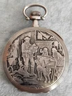ONE OF A KIND ANTIQUE POCKET WATCH AGASSIZ WITH UNIQUE RELIEF SCENE !!!