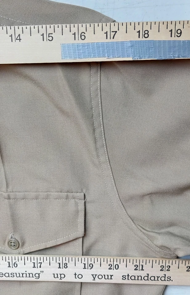 Creighton USMC US Marines Shirt Mens 15.5 35 Khaki Wool Blend Military Sgt 70s - Image 4 of 4