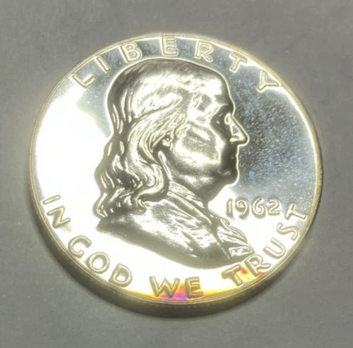 1962  Ben Franklin Half Dollar Silver Proof Beautifully Toned Around Rims