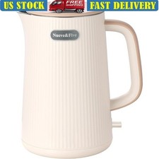Large Electric Kettle 1.7L Fast Boil Auto Shut Off Stainless Steel Double Wall