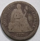 1876-CC Seated Liberty Silver Dime Good, Carson City Mint 10C coin