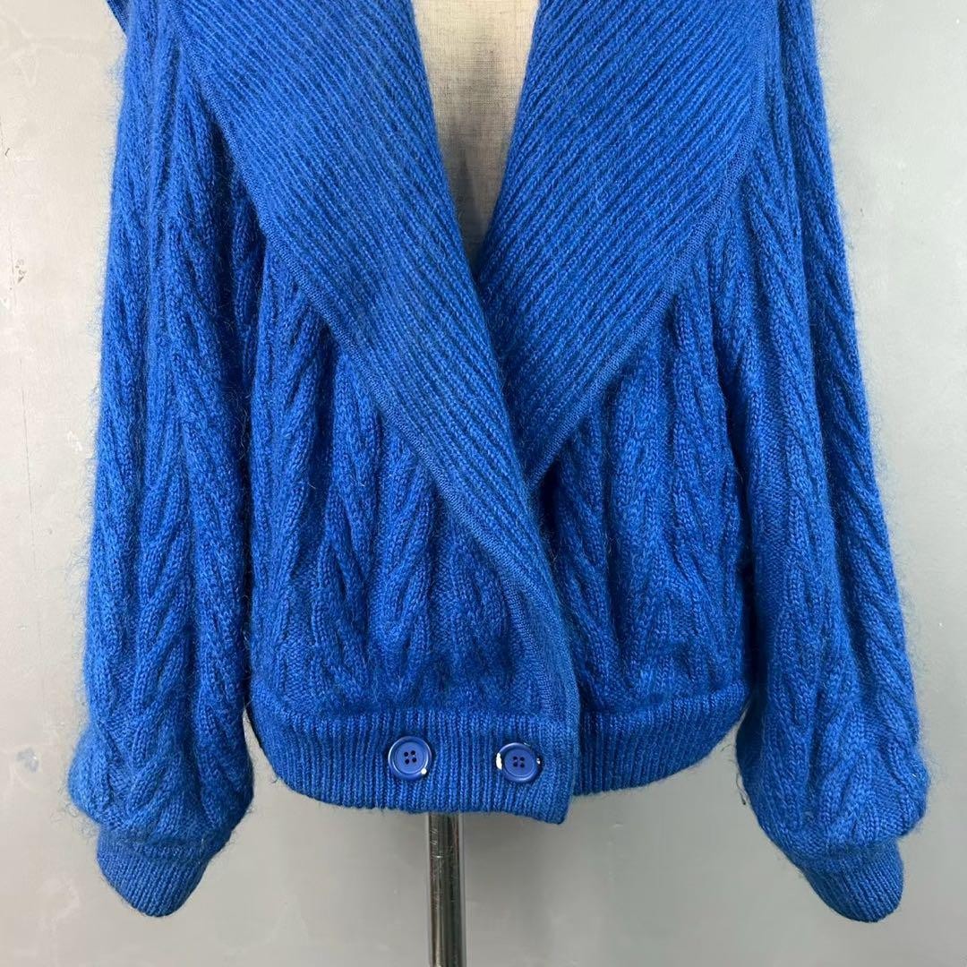 Yves Saint Laurent Cardigan Maglia Cavo Marinaio Vintage Blu Lana Nylon Donna M
