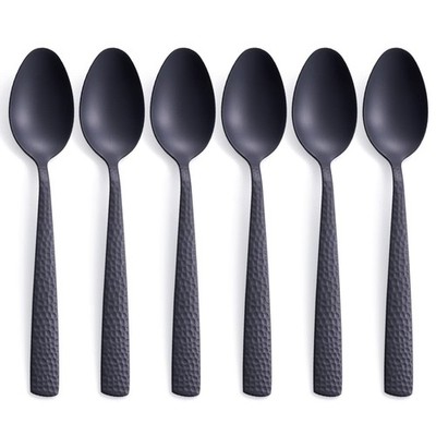 Matte Black Dinner Spoon Set of 6, FULLYWARE 8.0 6 Spoons,