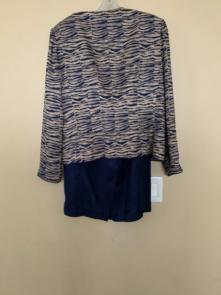 Traje falda seda vintage de dos piezas Adrianna Papell para mujer talla 14 Foto 2 de 4