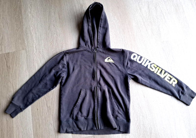 Genuine Quiksilver Zip Up Hoodie Hooded Sweater Hooded Jacket Shirt S-M Grey