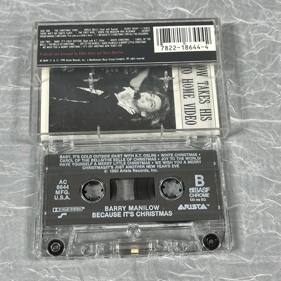 Barry Manilow Because It's Christmas Cassette Tape 1990 Arista BASF Chrome Foto 2 de 2