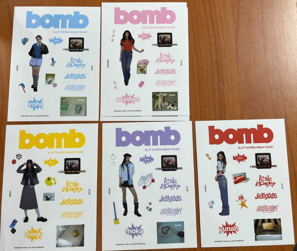 ILLIT Official Photo Sticker Set 'bomb' Gllit Ver Kpop Authentic