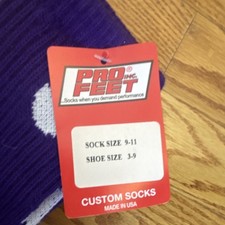 Pro Feet Athletic Socks Boys Purple White Polka Dot Size 9-11